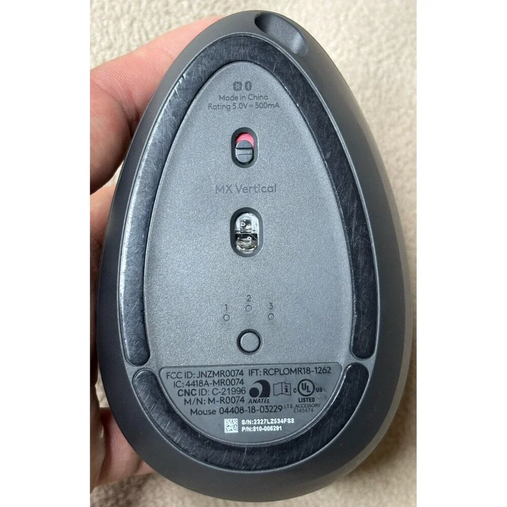 Logitech MX Vertical Wireless Ergonomic Optical Mouse 4000 DPI 4-Button M-R0074